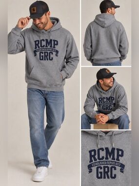 Jerzees Gray Hoodie with Navy RCMP Graphic